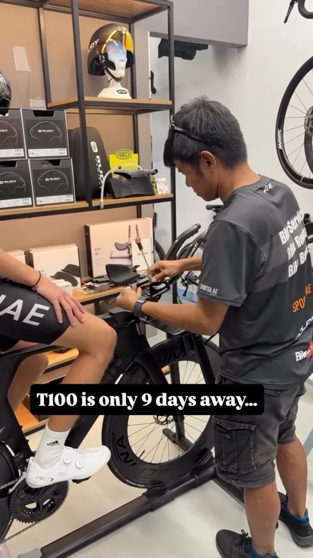T100 Dubai is only 9 days away…
Your legs might be ready,  but is your bike?

A last-minute service could save your race. Don’t leave it to chance.

🔧 Book your pre-race tune-up now.

#triathlonbike #cyclingculture #cyclemechanic #bikeservice #dubaicycling #cyclingdubai #instacycling #cyclingstyle